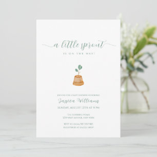 Minimalist Boho Little Sprout Garden Baby Shower Invitation