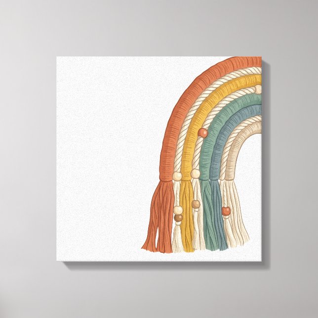 Minimalist Boho Macramé Rainbow Canvas Print (Front)
