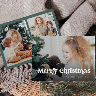 Minimalist Boho / Merry Christmas Multi Photo Holiday Card
