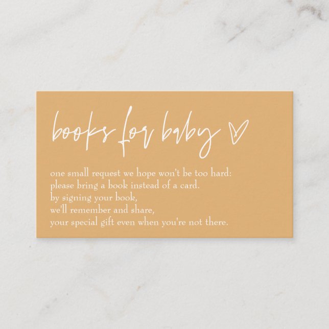 Minimalist Boho Mustard Hello Baby Books For Baby Enclosure Card (Front)
