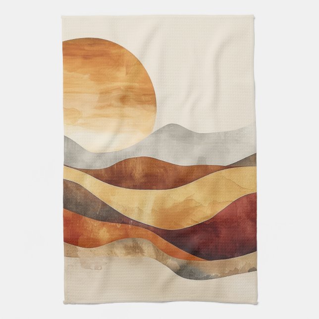 Minimalist Boho Nature - Warm Earth Tones Tea Towel (Vertical)