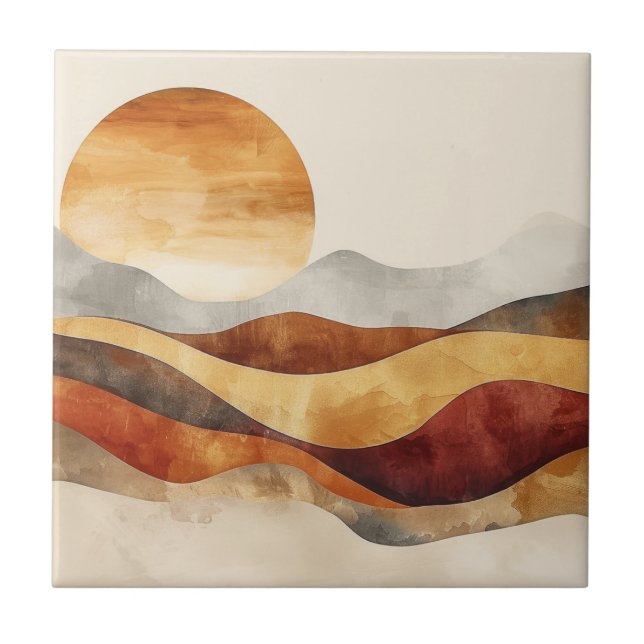 Minimalist Boho Nature - Warm Earth Tones Tile (Front)