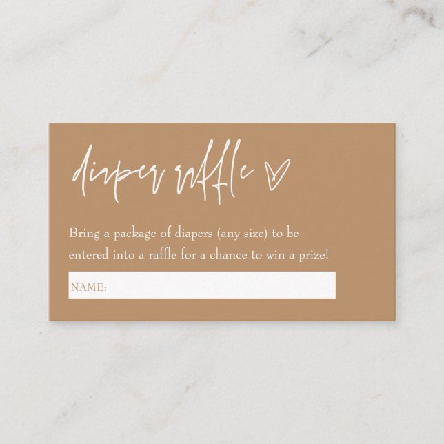 Minimalist Boho Neutral Hello Baby Diaper Raffle  Enclosure Card (Front)