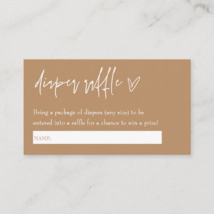 Minimalist Boho Neutral Hello Baby Diaper Raffle  Enclosure Card
