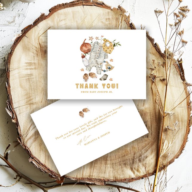 Minimalist Boho New Baby Shower Boy Clothesline Thank You Card (Creator Uploaded)