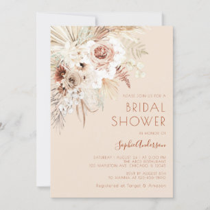 Minimalist Boho Pampas Grass Bridal Shower Invitat Invitation