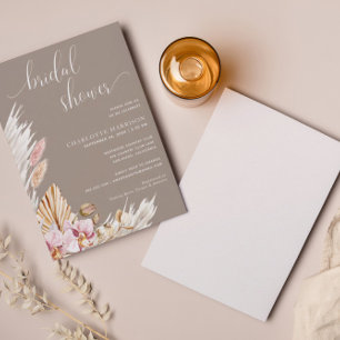 Minimalist Boho Pampas Grass Bridal Shower Invitation