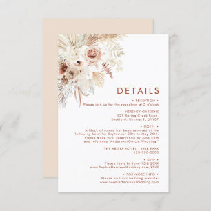 Minimalist Boho Pampas Grass Details Enclosure Card