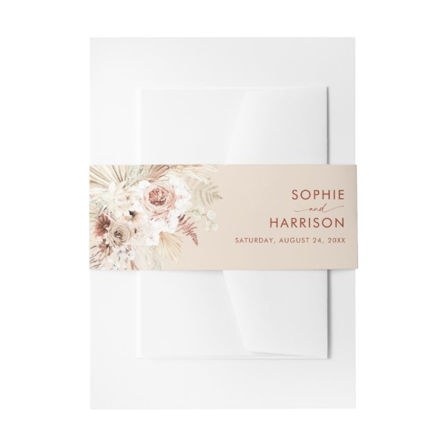 Minimalist Boho Pampas Grass Invitation Belly Band (Front Example)