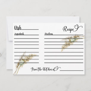 Minimalist Boho pampas grass recipe card