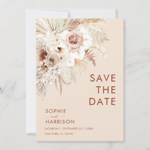 Minimalist Boho Pampas Grass Save The Date Invitation