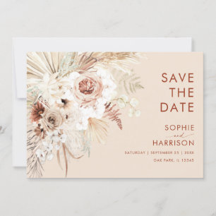 Minimalist Boho Pampas Grass Save The Date Invitation
