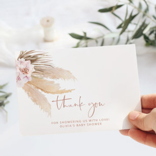 Minimalist boho pampas grass thank you card