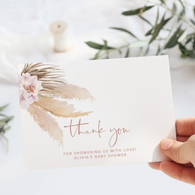 Minimalist boho pampas grass thank you card (Creator Uploaded)