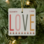 Minimalist Boho Personalised With Name Christmas Ceramic Ornament<br><div class="desc">Add a touch of Bohemian charm to your Christmas tree with our Minimalist Boho Personalised With Name Christmas Ceramic Ornament. This ornament captures the essence of a cosy and colourful holiday season with its earthy tones and modern Bohemian design. The ornament features a festive and retro-inspired design, reminiscent of Scandinavian...</div>