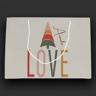 Minimalist Boho Personalized With Name Christmas Large Gift Bag