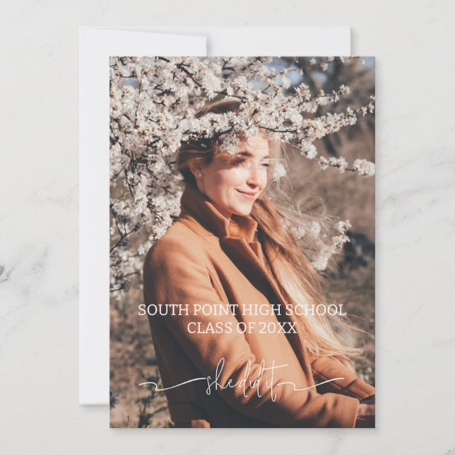 Minimalist Boho Photo Graduation Party Invitation (Front)