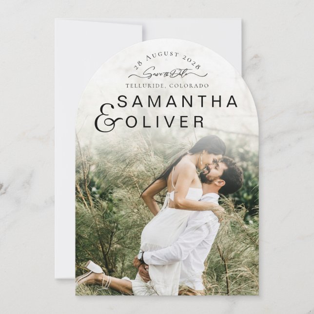 Minimalist Boho Photo Save the Date Invitation (Front)
