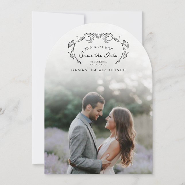 Minimalist Boho Photo Save the Date Invitation (Front)