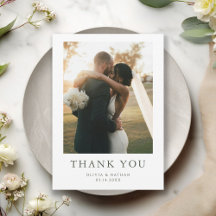 Minimalist Boho Photo Wedding Thank You Card