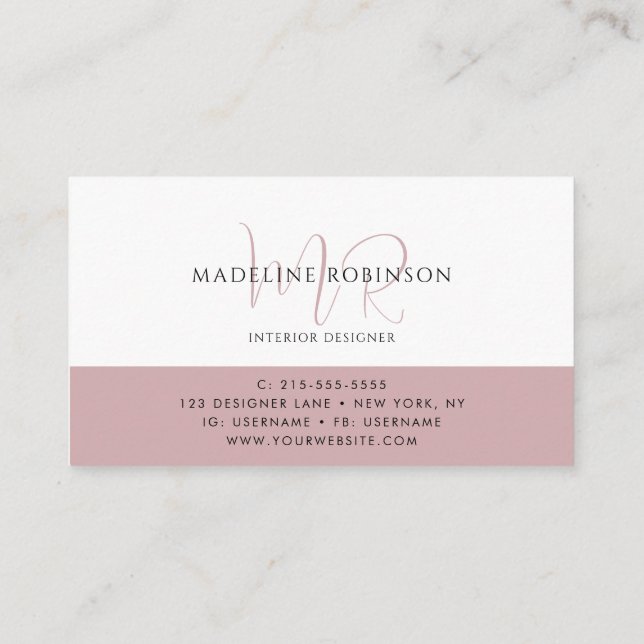Minimalist Boho Pink Modern  Business Card (Back)
