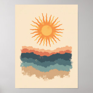 Minimalist Boho Radiant Sunburst Abstract Art Poster