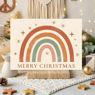Minimalist Boho Rainbow Christmas Holiday Card