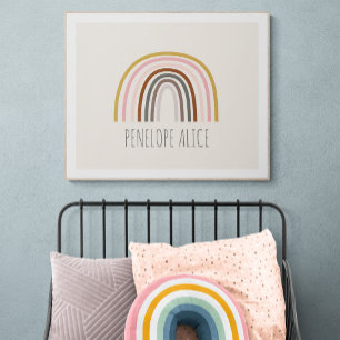 Minimalist Boho Rainbow Drawing Personalised Poster