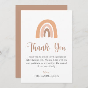 Minimalist Boho Rainbow Terracotta Baby Shower Thank You Card