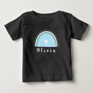 Minimalist Boho Rainbow with Personalised Name  Baby T-Shirt