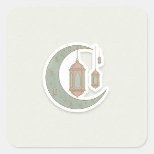 Minimalist Boho Ramadan Moon & Lantern Sticker