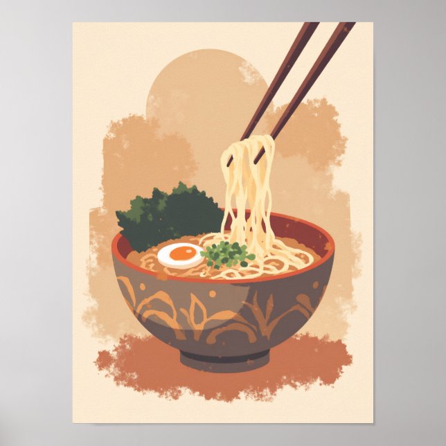 Minimalist Boho Ramen Bowl Art Poster (Front)