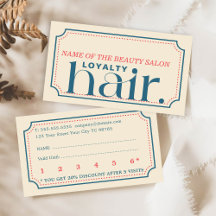 Minimalist Boho Retro Blue Beauty Loyalty Card