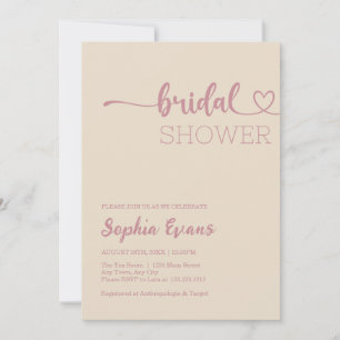 Minimalist Boho Rose Gold and Almond Bridal Shower Invitation