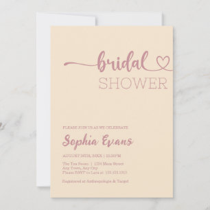 Minimalist Boho Rose Gold Champagne Bridal Shower Invitation