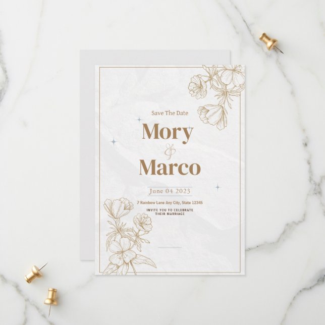 Minimalist Boho Rustic pampas grass Save The Date (Front/Back In Situ)