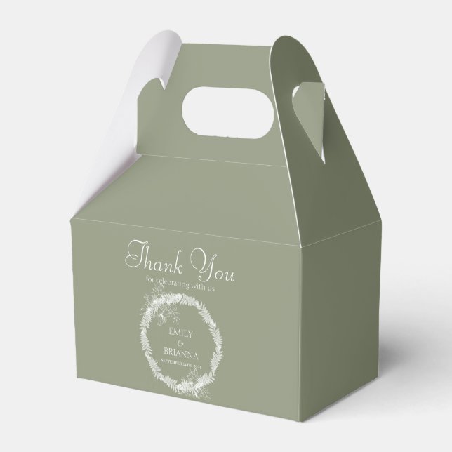 Minimalist Boho Sage Green wedding  Favour Box (Front Side)
