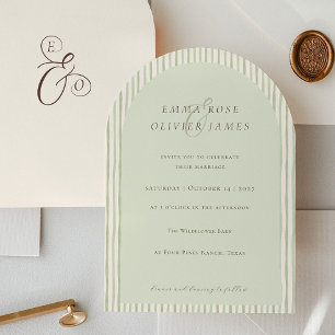 Minimalist Boho Sage Green Wedding Invitation