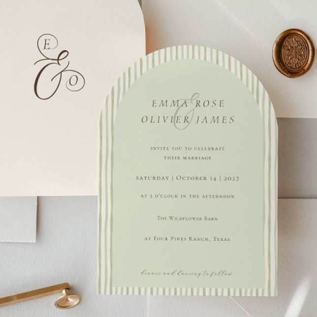 Minimalist Boho Sage Green Wedding Invitation (Creator Uploaded)