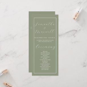 Minimalist Boho Sage Green Wedding Program 