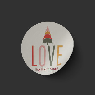 Minimalist Boho Simple Warm Earthy Colour Christma Classic Round Sticker