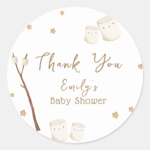 Minimalist Boho S'more Fun Stars Baby Shower  Classic Round Sticker