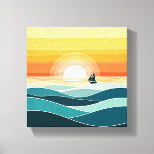 "Minimalist Boho Sunrise Ocean Wall Art – Golden S