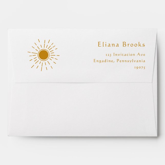 Minimalist Boho Sunshine 5x7 Baby Shower Envelope (Back (Top Flap))