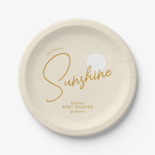 Minimalist Boho Sunshine Baby Shower Paper Plate