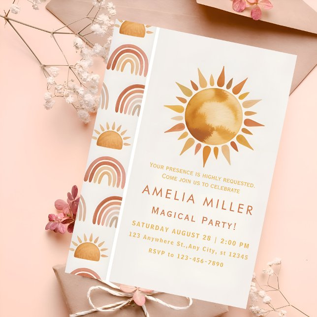 Minimalist Boho Sunshine & Rainbow Friendship Invitation (Creator Uploaded)