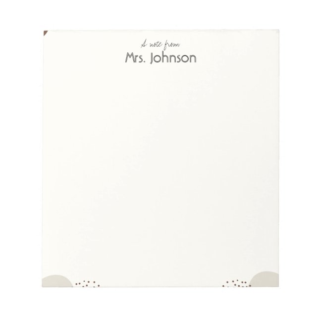 Minimalist Boho Teacher Notepad (Front)