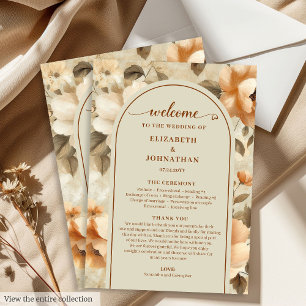 Minimalist Boho Terra Cotta Beige Sage Wedding  Programme