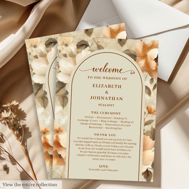 Minimalist Boho Terra Cotta Beige Sage Wedding  Programme (Minimalist Boho Terra Cotta Beige Sage Wedding Program)