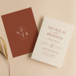 Minimalist Boho Terracotta Burnt Orange Wedding Invitation<br><div class="desc">Minimalist Boho Terracotta Burnt Orange Wedding Invitation. Monogram at the back.</div>